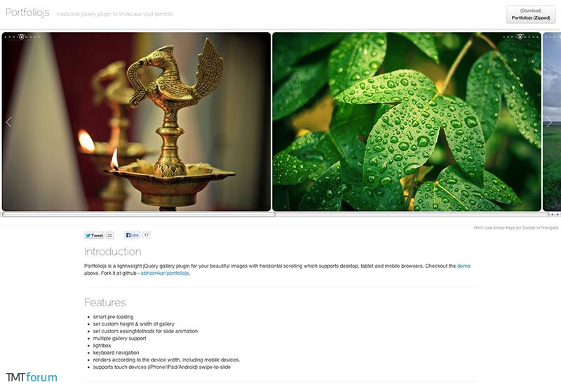 Portfoliojs - jQuery plugin for your beautiful portfolio images with horizontal scrolling